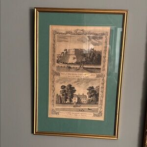 Framed Vintage Art Print with Gold Frame